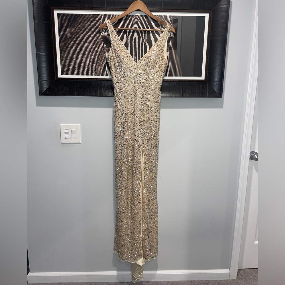 Mac Duggal Gold Sequin Evening Gown